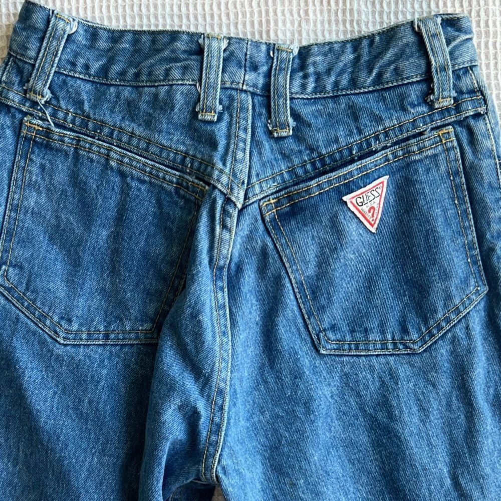 Vintage Guess USA 90’s Triangle Logo High Rise Tapered Ankle Zipper Jeans Sz 29 - Picture 4 of 14